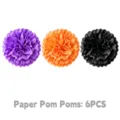 Halloween Papier Pom Poms Dekoration Set, schwarz lila orange Hängedeko Party 6Stk. - 10 Zoll Halloween Wabenbälle 6PCS