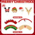 Weihnachten Party Cupcake Topper und Banderolen Set 48 Stueck niedliche Backdekorationen - Weihnachts Cupcake Topper und Förmchen Set
