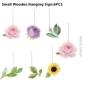 Detailansicht des aquarellierten floralen Holzaufhängersets mit wunderschönen Pflanzenmustern. - Holz-Wirbelschild 02