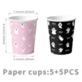 Vasos de papel desechables fantasma negro y rosa fiesta de Halloween dimensions 10pcs - Vasos de papel (10 PCS)