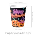 Halloween Neon Kürbis Pappbecher für Feiertag Party Geschirr Dekoration Zubehör. - Kürbis Halloween Pappbecher / 10er-Set