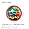 Train theme party paper plates for children birthday celebration decoration supplies 10pcs - 7-Inch Plate (Red Train) / 10 Pieces/Pack