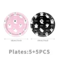 Set de platos de papel de Halloween, lindo diseño de fantasma, negro rosa 18cm, 10pcs. - Fantasma Rosa Negro / Platos de papel de 7 pulgadas (10 piezas/paquete)