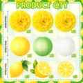 Yellow green lemon paper flower balls and lanterns set for summer party decoration set. - Lemon Theme Decoration Set / 21 Pieces/Pack