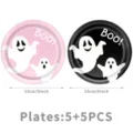Halloween decoración negro rosa fantasma platos de papel 23cm 9pulgadas set 10pz - Platos de papel de 9 pulgadas (10 piezas/paquete)
