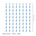 Blaue und weiße gestreifte Pappstrohhalme, 10 Stück Packung, 20 cm Länge für Partys. - Blau Gestreifte Strohhalme 10Stk