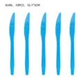 Lot de 10 couteaux en plastique bleu, 16,1x3 cm, idéal pour la vaisselle de fête et les repas. - Couteaux en Plastique Bleus