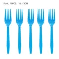 Ensemble de fourchettes en plastique bleu pour fête, vaisselle jetable pour anniversaire. - Fourchettes en Plastique Bleues