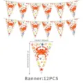 Banner di bandiera triangolare con tema granchio oceanico decorazione festa 12pz. - Gagliardetti (Confezione da 12)