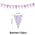 Purple pink laser triangle banner 12pcs, perfect for birthday party decorations and festive decor. - Purple Pink Laser Gradient Style (01) / 12-Piece Set
