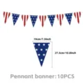 Amerikanische Unabhängigkeitstag Party Wimpelkette mit klassischem Sternen und Streifen Design. - Dreiecksflagge 10 Stück