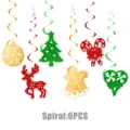 Christmas Party Hanging Swirl Decorations Set with Glitter Elements for Holiday Decor 6Pcs - Red Green Christmas Swirls / 6 Pcs/Set
