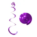 Paarse PVC spiraal hangende decoratie, levendige feest plafond decor variant voor evenementen. - Enkele Spiraal / Set van 6 / Paars