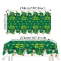 Weihnachten Einweg PE Tischdecke mit Schneemann und Tannenbaum Motiv 274x137cm Party - Rot