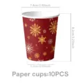 Gobelets en papier de Noël rouges avec flocons dorés, articles parfaits pour fêtes de fin d'année - Tasse en papier