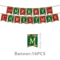 Weihnachtsfeier hängende Banner Dekoration Set 16Stk festliche Schwalbenschwanzflagge rot grün gold - Gold Weihnachten Banner / 16er-Set