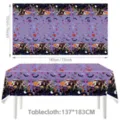 Halloween waterproof tablecloth with grim reaper and pumpkin print, 137x183cm party decor - Purple Pumpkin Skull / 54*72inch