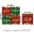 Weihnachten bedruckte Papierservietten Einweg Party Taschentücher 20Stk Packung festliche Deko - Goldener Weihnachtsstil (Servietten)