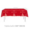 Nappe de Noël rouge 108x180cm imperméable décoration de table de fête de vacances - Nappe de Noël rouge