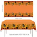 Halloween disposable waterproof tablecloth pumpkin black cat print party decor 137x183cm - Yellow Pumpkin / 54*72inch
