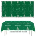 Grüne Weihnachtstischdecke mit wunderschönem Tannenbaum und Schneeflocken, 180x108cm. - Goldener Weihnachtsstil (Tischdecke)