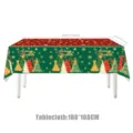 Weihnachtliche Einweg PE Tischdecke mit Tannenbaum und Schneeflocken Druck, 180x108cm Party. - Tischdecke 1 Stück (Größe 108x180cm)