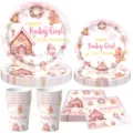 Set de vaisselle jetable fete bebe fille theme maison de pain d epices assiettes tasses - Thème Maison Pain d'Épices / Ensemble de 4 Pièces (Assiettes/Gobelets/Serviettes)