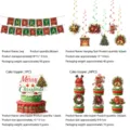 Weihnachtsfeier Dekoration Set Banner Hängende Wirbel Tortenaufsatz Festlich Neu - Goldener Weihnachtsstil (4-teiliges Deko-Set) / Banner+Spirale+Großer Topper+Kleine Topper