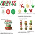 Ensemble de decoration fete Noel ballons rouges verts spirales et toppers gateaux - Ensemble de 5 Pièces de Noël Rouge Vert