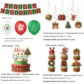 Weihnachtsfeier Dekorationsset mit Banner Ballons Hängenden Wirbeln und Kuchenaufsätzen. - Goldener Weihnachtsstil (5-teiliges Deko-Set)
