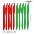 Einweg Plastikmesser Set 10 Stueck in rot und gruen fuer Weihnachten Party Tischdeko - Goldener Weihnachtsstil (Messer)