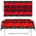 Halloween Tablecloth Waterproof Red Black Skull Party Table Cover 137x183cm Decor - Red Skull / 54*72inch