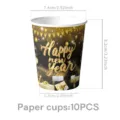 Neujahr schwarz-gold Pappbecher, 10 Stk. Party Einweggeschirr Variante für festliche Events. - Papierbecher