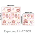 Peperkoekhuisje babyshower papieren servetten 20st roze meisje feest tafeldecoratie. - Peperkoekhuisje Thema / Servetten 20 stuks