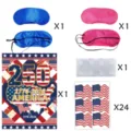 US 250. Jubiläums-Party-Set mit Schlafmasken, Erinnerungsbanner und Flaggen-Aufklebern. - Unabhängigkeitstag Poster-Set / 1 Poster + Zubehör