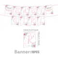 Pink Floral Baby Girl Shower Party Banner Decoration Hot Air Balloon Theme 10PCS Set - Banner / 10-Piece Set