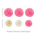 Set of 6 pcs decorative paper flower balls in pink white and beige for party decor - Embroidered Ball / 6-Piece Set