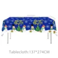 Weihnachten rechteckige Tischdecke blau Schneemann Schneeflocke Party Deko 137x274cm - Blaue Weihnachtstischdecke / 137x274cm (1 Stück)