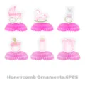 Pink baby shower honeycomb centerpieces 6pcs party table decorations for newborn celebrations. - Honeycomb Centerpieces / 6-Piece Set