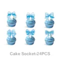 Blauwe strik taarttopper set voor verjaardagsfeest desserttafel decoratie en bakkersbenodigdheden 24st - Kleine Cupcake Toppers (24 Stuks)