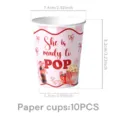 Rosa karierte Babyparty Pappbecher, She is ready to POP Partybecher 10 Stk - Pappbecher