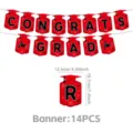 Rote Abschlussfeier Banner Congrats Grad Party Dekoration Hängende Girlande 2026 Set 14 Stk - Abschluss-Saison-Banner / 14er-Set / Rot