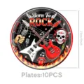 Rock Totenkopf Party Pappteller, 23cm Einweggeschirr für Musik Geburtstag Party Dekoration. - 9 Zoll Teller / 23 cm (10er-Pack)