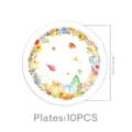 Herbst Kürbis Aquarell Pappteller Detailansicht mit Blumen und herbstlicher Dekoration. - Ahornblatt Kürbis Pappteller / 7 Zoll 10 STK