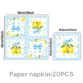 Blaue Schleife Zitronen Motiv Papierservietten fur Sommer Geburtstag Party Tisch Deko 20Stk - Servietten (20 Stück)
