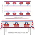 Disposable Chile National Day theme tablecloth, 180x108cm festival party table decor. - Chile Tablecloth Style 08