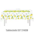 Rechteckige Tischdecke mit Zitronenmuster, frische botanische Tischdeko für Party. - Tischdecke (137*274CM)