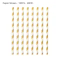Weiße und gold gestreifte Papptrinkhalme 10 Stück 20cm lang für Party Getränke Feiern - Goldene Strohhalme 10er Pack / Gold