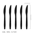 10er Set schwarze Plastikmesser für Party Geschirr, Abmessung 16,1x3 cm mit strukturiertem Griff. - Schwarzes Kunststoffmesser / 10er-Set