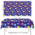 Oster Einweg Tischdecke mit bunten Eiern und süssen Küken Motiv für Frühlings Party Deko. - Blaue Eier Stil 137x274cm
